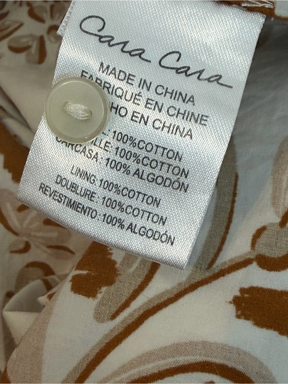 Cara Cara White and Brown Printed Shirt Dress with Belt - Picture 7 of 8